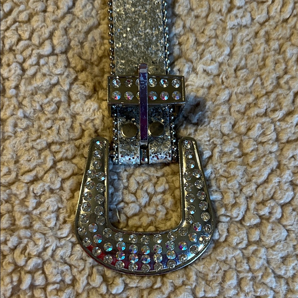 Silver Rhinestone Girl’s Belt - Sparkle Accent - Picture 2 of 4